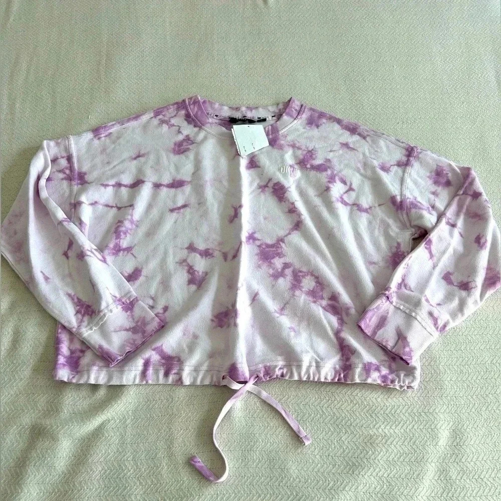 NWT- DKNY PurpleTie Dye Pull Over with drawstring - size small